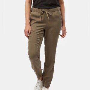 TENTREE Tencel Pacific Jogger Pants in Olive Night Green with Drawcord & Cuffs S